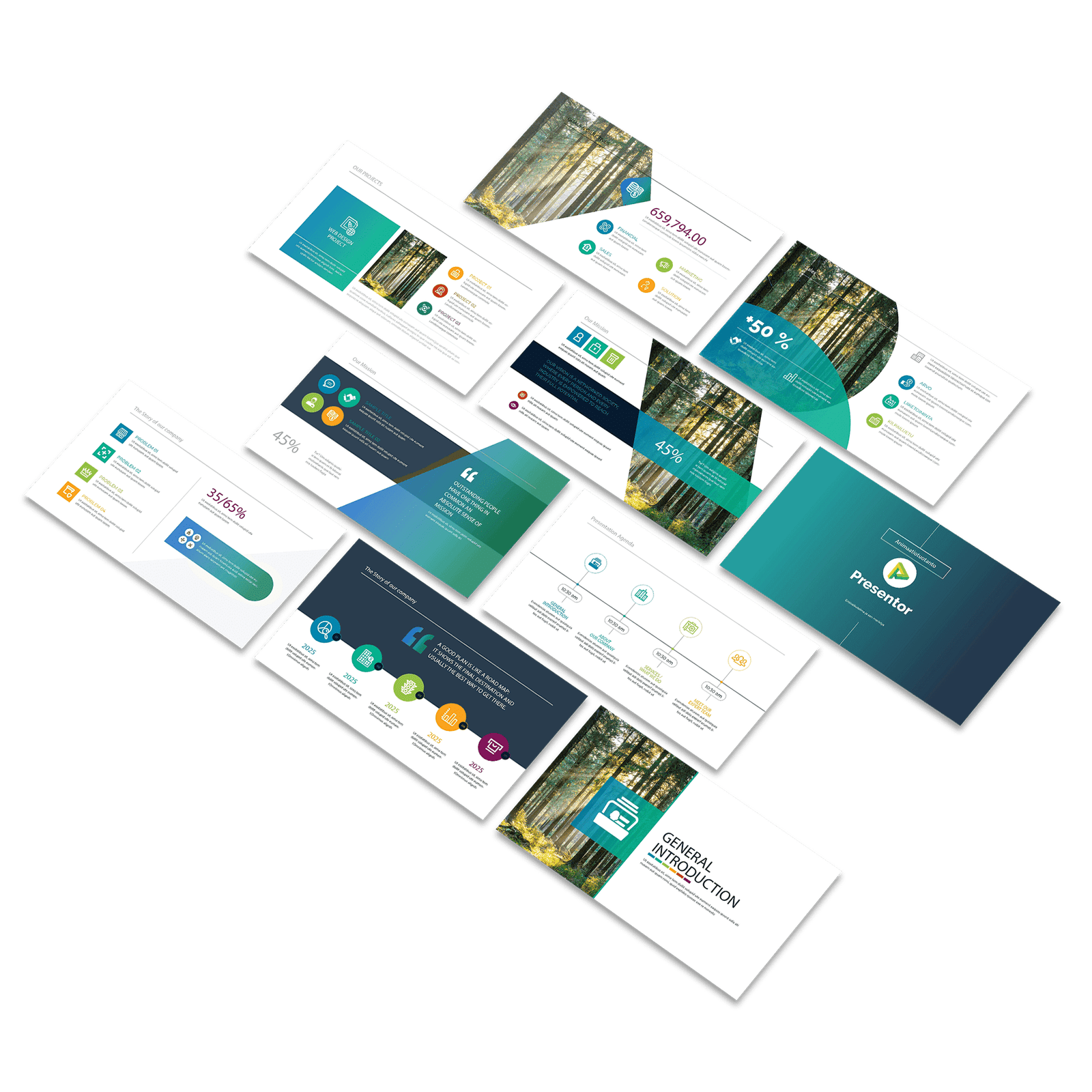 Presentations mockup, several presentation slides